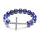 Cross Bracelet, Crystal Pave Argil Beads,Lapis Lazuli Rounds