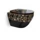 Golssy Black Wall Hanging Toilet Rimless Suspended Marble Toilet Bowl With Concealed Cistern