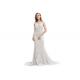 Simple Design Lace Fabric European Style Evening Dresses White Color With Sash