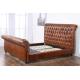 Real Cowhide Tufted Headboard Genuine Leather Bed 165cm Length