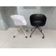 Rounded Corners Plastic Rolling Office Chair 54.5cm White Plastic Desk Chair With Wheels