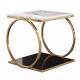 Unique design stanieless steel base tempered glass top side table square end table for hotel home