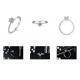 9K with Silver Ring cut White Moissanite Diamond Minimalist Wedding Jewelry