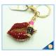 Sexy Red Lips Hot Rhineston Metal Key Chain Souvenir Key Ring