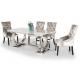 Silver 150X90X75 Luxury Comfort Dining Table 6 Seater Tempered Glass Top