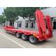 Goose Neck Red Low Bed Semi Trailer 3 Axles Loading And Transporting Machine