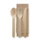 160 mm 100% disposable  wooden knife fork spoon brown napkin pepper wrapped individually can be customized logo
