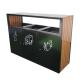 3 Compartment Recycling Bin Pation Furniture Outdoor Metal Wood Waste bin Supplier Steel Trash Can Wholesale