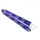 Durable Purple Custom Polyester Lanyards Double J Hooks White Print For ID Card