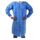 Blue Acid Proof Disposable Non Woven Lab Coat With Knitted Collar