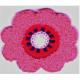 2 Pink Fuchsia Chenille Floral Flower Embroidery Sew On Patch
