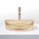 Crystal Glass Vessel Basins In Electroplated Coating Rich Gold Color No Hole Mounting