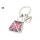 UK Style Design Metal Key Ring , Durable Engraved Metal Keychains With Flag Design