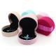 Colorful Faux Suede Jewelry Velvet Box Round Shaped Wedding Ring Box With Ribbons