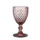 Custom Green Pink Blue Gray wine glass Vintage Pattern Embossed Wine Goblet glass