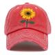 Vintage Inspired Custom Embroidery Baseball Cap Cotton Sunflower Lace Fabric