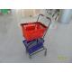 Red / Blue Supermarket Shopping Trolley With 4 Swivel 3 Inch PVC Casters