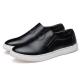 OEM ODM Mens Slip On Leather Sneakers Black / Brown With White Out Sole