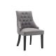 Grey Leather Tufted High Wingback Dining Chair