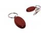 Oval round side wood key chain