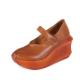 S413 New Style Genuine Leather Platform Wedge Shoes, Retro Increased Platform Shoes, Women'S Shoes Wholesale
