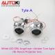 Autoki dual color white amber switchback led angel eye bi-xenon projector lens