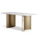Marble Top SS Steel Furniture Simple Gold Legs Dining Table Set 4 Seater