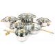 12pcs New arrival stainless steel double ear soup pot sets with glass lid cookware sets with fry pans