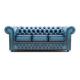 Blue Vintage Leather Chesterfield 3 Seater Sofa Set Low Back Style