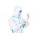 White Microporous Medical Scrub Suits Disposable Coverall With Hood Anti Virus Suits