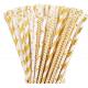 7.75 Inches Biodegradable Gold Striped Star Wave Heart Paper Straws