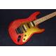 New Top quality , red Tiger Flame Electric Guitar Solid Basswood Body strato Maple Fingerboard caster Steel String