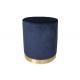 Metal Plate Decor Ottoman Footstool Round D28 Dark Blue Foot Stool