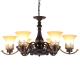 Mexican wrought iron chandelier with Glass Lampshade for home Lighting Fixtures (WH-CI-106）