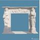 Statue Carved White Marble Fireplace Mantel Surround