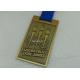 Customized Gold 3D Marathon Medals , Die Casting Sport Medals , Ribbon Enamel Medals With Zinc Alloy