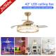 RGB Ceiling Fan With Music Play Folded Blades Dc Motor Gold Body