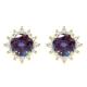 Gold Over Silver Color Changing Alexandrite White Topaz Earring CZ Halo Stud for Girls