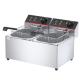 Electric Potato Chips Fryer Machine with 2 Tank and 2 Basket 3.5 3.5 kW 670*435*335mm