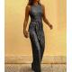 Custom Clothing Factory China Round Neck Sleeveless Sequined Backless Jumpsuit For Women