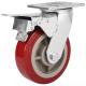 4x2, 5x2,6x2,8x2 Red PU Swivel Heavy Duty  Caster with brake China factory castor wheels manufacturer and exporter