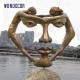 Large Abstract Casting Bronze Face Sculpture Brass Color Decoration