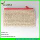 LUDA new straw pouch handbag with red leather knitting paper straw clutch