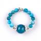 4mm Handmade Gemstone Beaded Ring Adjustable Blue Apatite Stone Ring For Party Daily Wearing