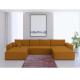 U shape is popular in Europe and America Convertible panoramic Living room sofa with lilac ribbed velvet trunk sofa bed