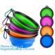 Wholesale Silicone Portable Food Grade Unbreakable Stocked Colorful Collapsible Pet Dog Bowl With Hook, Portable Foldabl