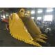 Yellow Mining Excavator Rock Bucket Deepth 1380mm With Hardox Material
