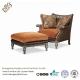 American Style Leather Lounge Chair And Ottoman Upholstered Wood Frame For Living Room