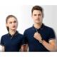 Black Staff Mens Breathable Polo Work Shirts Screen Printing Plain Solid Blue Color