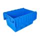 Solid Box PP Storage Industrial Moving Totes with Lid and Attached Transport Crate